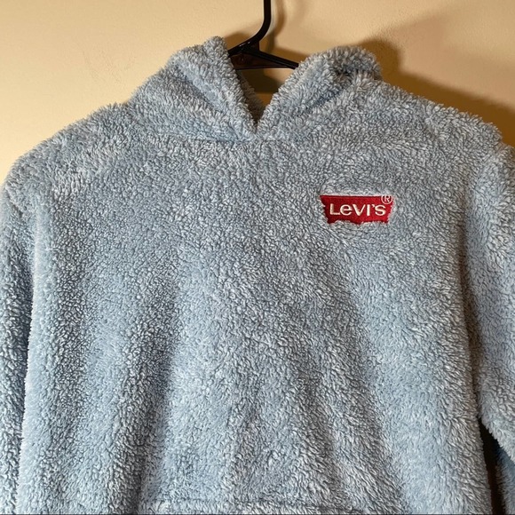 Levi’s Light Blue Sherpa Hoodie Size XL - Picture 2 of 13